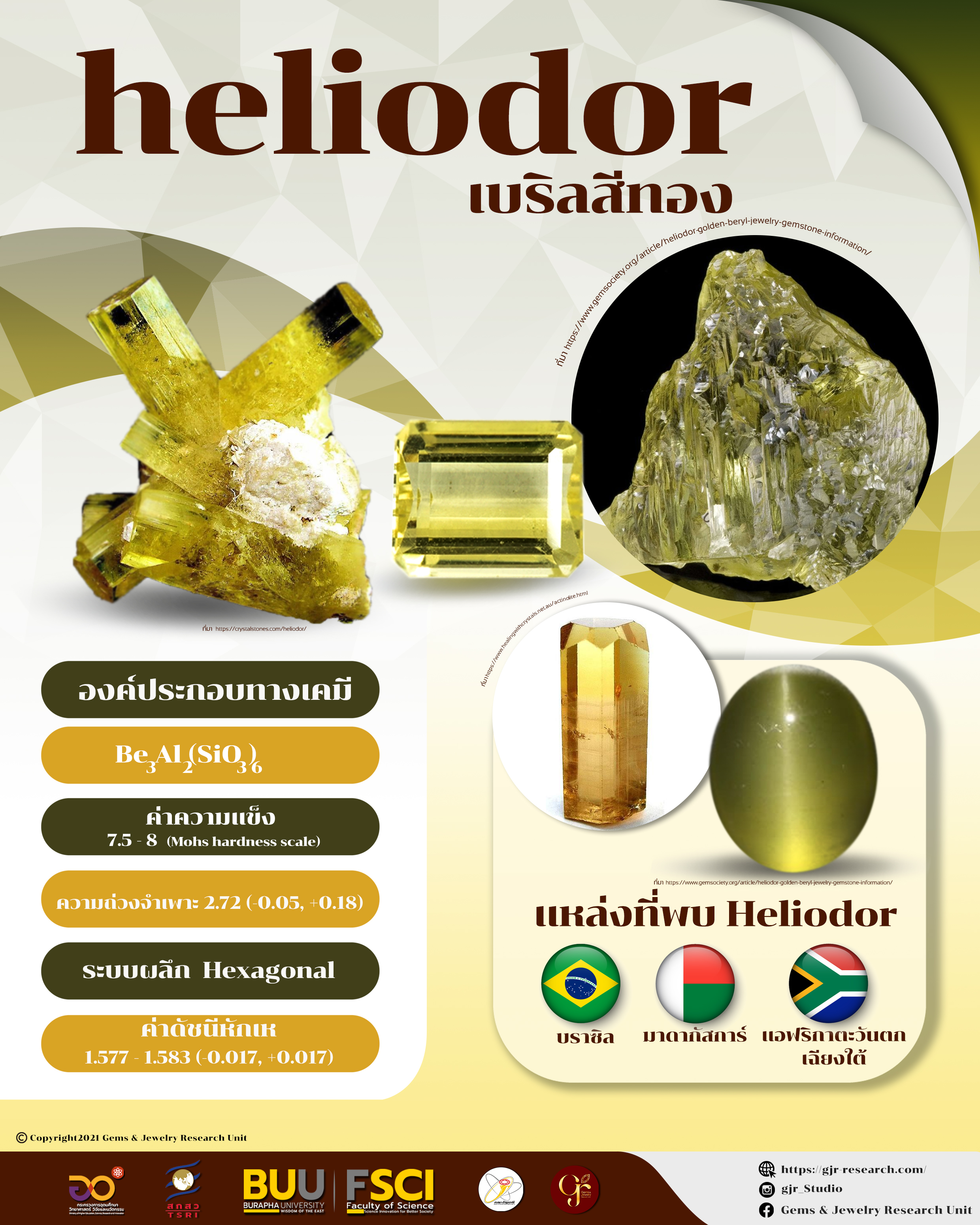 เฮลิโอดอร์ (heliodor)/ เบริลสีทอง (Golden beryl)