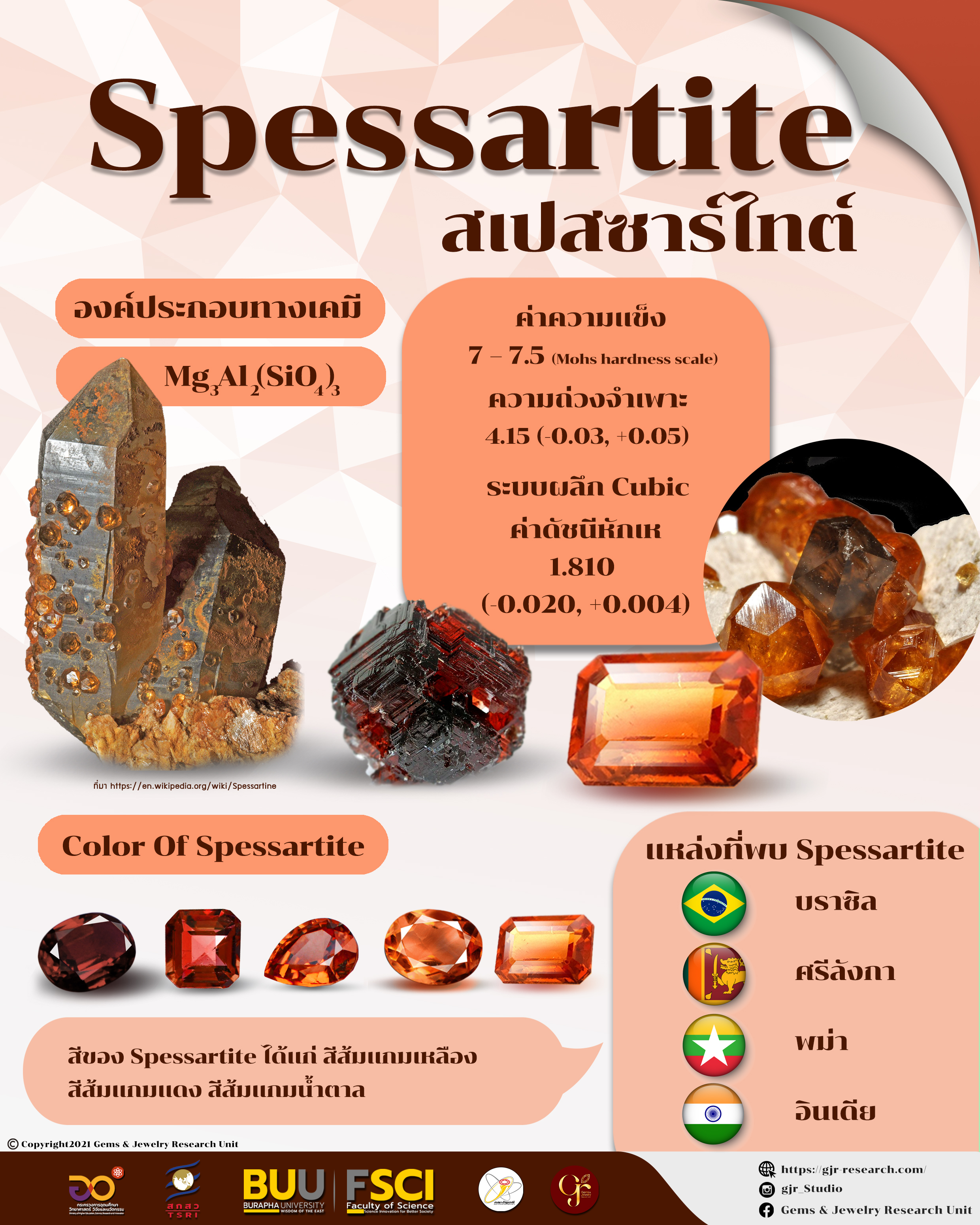 สเปสซาร์ทีนหรือสเปสซาร์ไทต์ (Spessartine/ Spessartite)